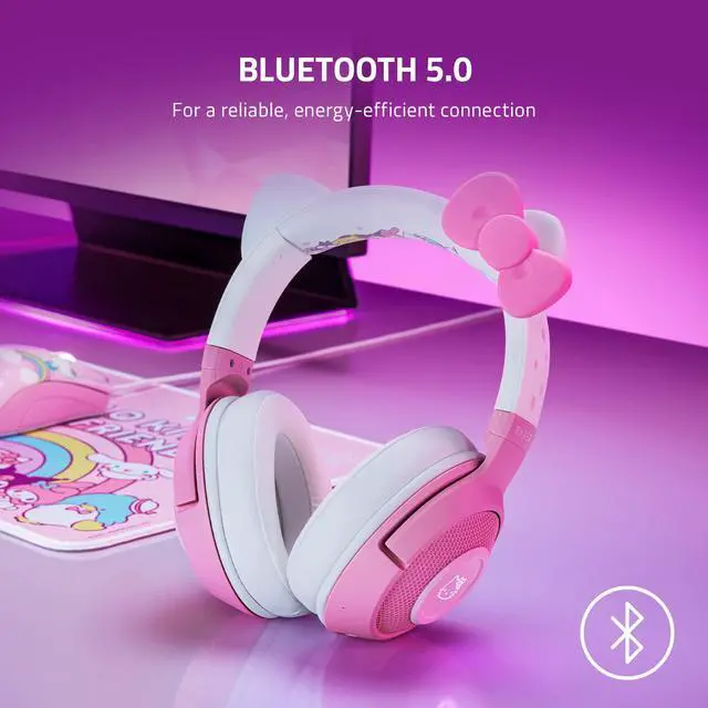 Alt view image 3 of 7 - Kraken BT Headset: Bluetooth 5.0-40ms Low Latency Connection - Custom-Tuned 40mm Drivers - Beamforming Microphone - Powered by Chroma - Hello Kitty & Friends Edition