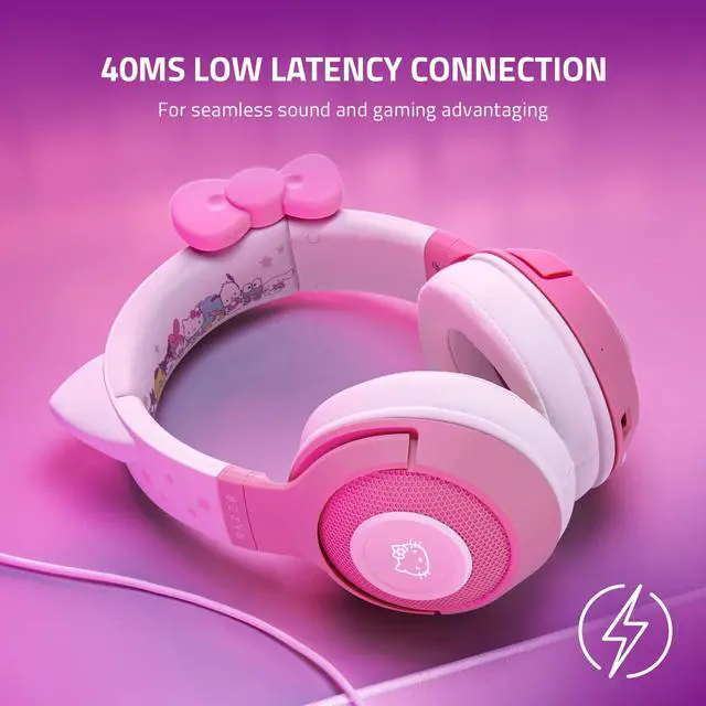 Alt view image 4 of 7 - Kraken BT Headset: Bluetooth 5.0-40ms Low Latency Connection - Custom-Tuned 40mm Drivers - Beamforming Microphone - Powered by Chroma - Hello Kitty & Friends Edition