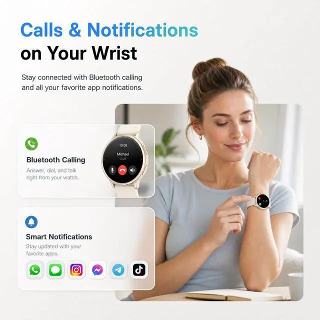 Alt view image 2 of 7 - Smart Watch for Women (Answer/Make Call), 1.65" HD Fitness Tracker with Heart Rate/SpO2/Sleep Monitor, Pedometer, 110+ Sports Modes, 3ATM Waterproof, 7-Day Battery, for iOS Android