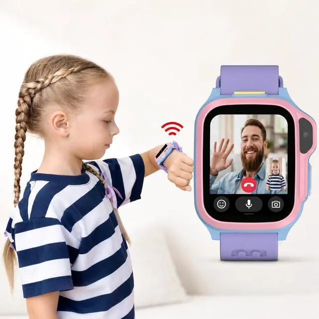 Alt view image 3 of 7 - Fone S4 4G Kids Smartwatch with eSim | Dual-Frequency GPS Tracker | IP68 Waterproof, 5MP Selfie Camera, Class Mode, SOS Alert - Safe Smart Watch for Children (Cotton Candy)