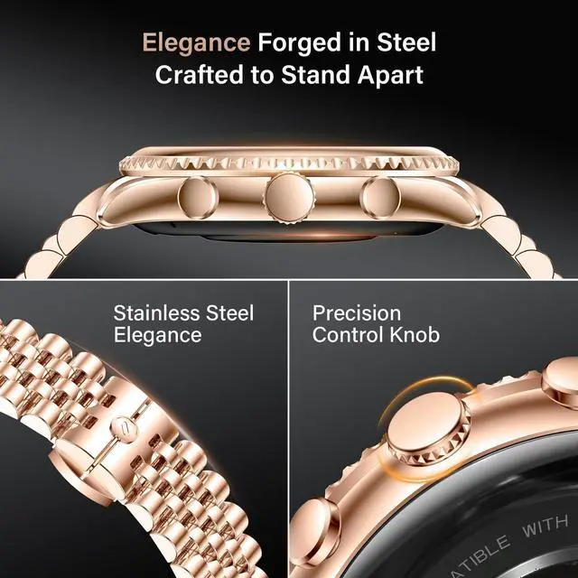Alt view image 2 of 5 - 2026 Luxury Smart Watch for Men, Rotating Dial (Axe-Cut Bezel) Smartwatch, 1.32" AMOLED Display, Heart Rate, Blood Pressure, SpO2, Sleep Monitor, Stainless Steel Build, Compatible Android and iOS