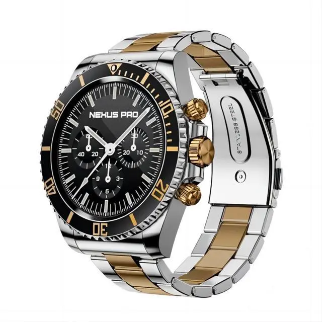 Main image of Nexus Pro Smartwatch for Men, Rugged Titanium Design, Bluetooth Calling, Health Monitor, Compatible with iOS Android (Gold)