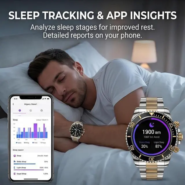 Alt view image 3 of 7 - Nexus Pro Smartwatch for Men, Rugged Titanium Design, Bluetooth Calling, Health Monitor, Compatible with iOS Android (Gold)