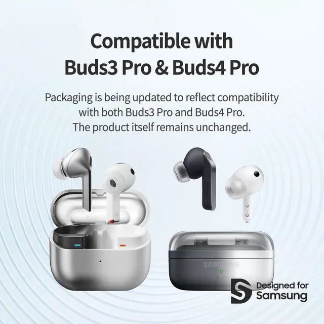 Alt view image 3 of 7 - Crystal for Galaxy Buds 4/3 Pro Ear Tips Samsung-Certified Ear Tips | SMAPP-Certified, Galaxy Buds 4/3 Pro, Anti-Slip, Grippy Surface, Active Lifestyle, Hypoallergenic Silicone