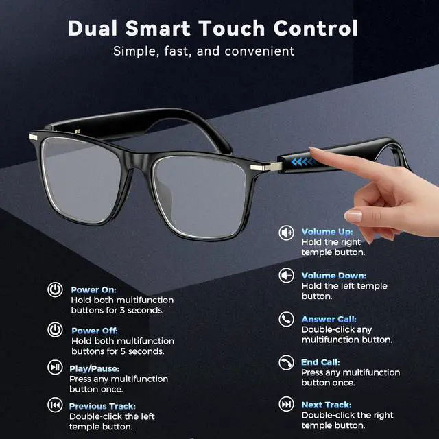 Alt view image 6 of 7 - AI Smart Glasses with ChatGPT, Bluetooth Glasses with 164+ Language & Accents, Photochromic Lens, Open-Ear Audio, Music & Hands-Free Calls, Voice Control, UV & Blue Light Protection, for Men & Women