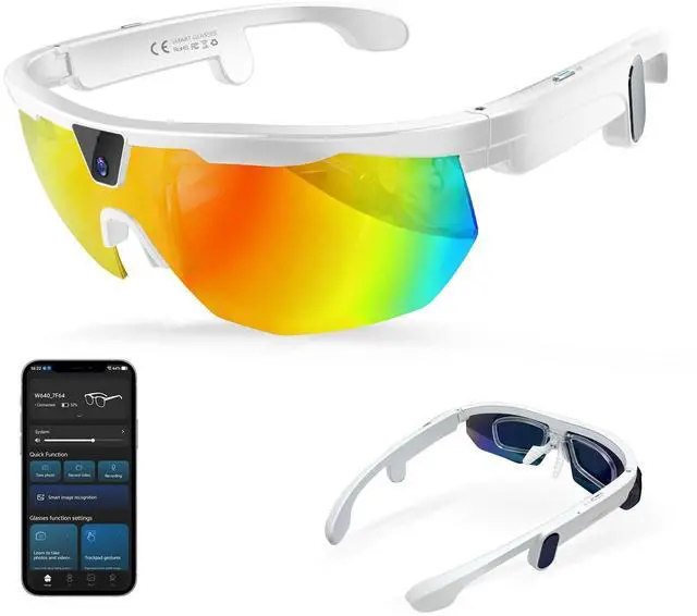 Main image of AI Smart Glasses with Camera, 4K Video Recording & 32MP Photo, Polarized UV400 Sports Camera Sunglasses with EIS Stabilization, IP66 Waterproof Bluetooth Glasses for Men Women Cycling Hiking