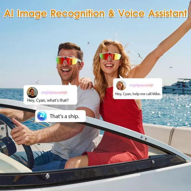 Alt view image 5 of 7 - AI Smart Glasses with Camera, 4K Video Recording & 32MP Photo, Polarized UV400 Sports Camera Sunglasses with EIS Stabilization, IP66 Waterproof Bluetooth Glasses for Men Women Cycling Hiking