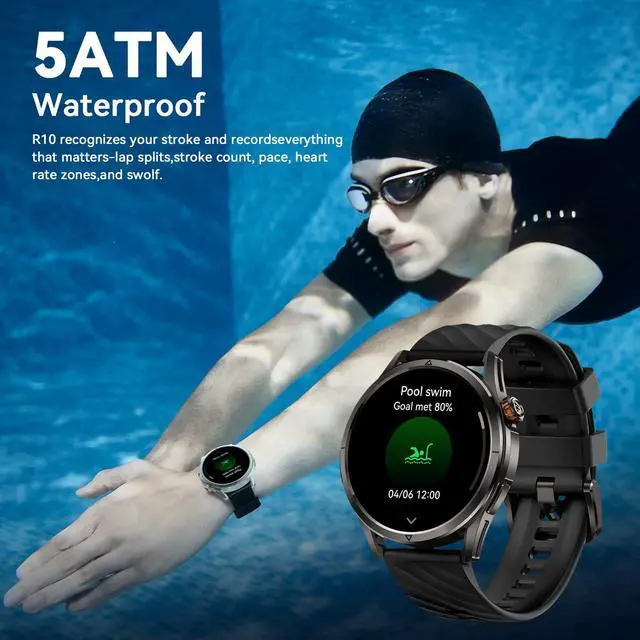 Alt view image 3 of 7 - Magic R10 GPS Smart Watch for Men, Stainless Steel Body, 50 Days Battery, 5ATM Waterproof, 180 Sport Modes for Outdoor Activity, 24/7 Heart Rate & Sleep Monitor (Black)