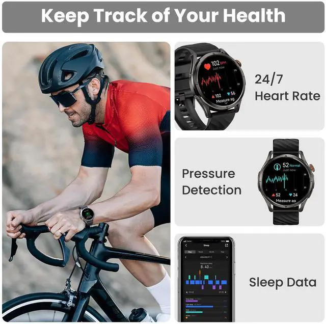 Alt view image 5 of 7 - Magic R10 GPS Smart Watch for Men, Stainless Steel Body, 50 Days Battery, 5ATM Waterproof, 180 Sport Modes for Outdoor Activity, 24/7 Heart Rate & Sleep Monitor (Black)