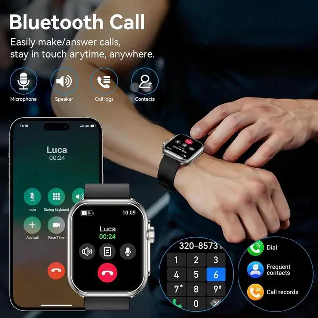 Alt view image 5 of 7 - Advanced Smart Watch for Men Women - 2.04" HD Health Smart Watches with Answer/Make Call, 24H Heart Rate Monitor Smartwatch for iOS/Android