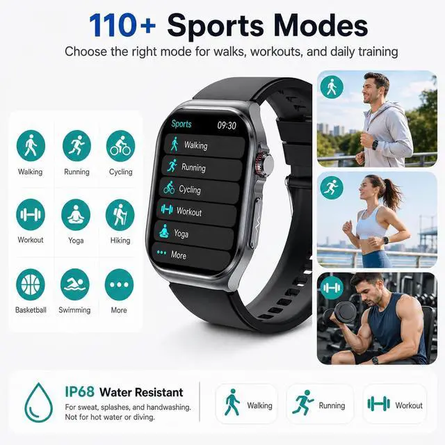 Alt view image 7 of 7 - Advanced Smart Watch for Men Women - 2.04" HD Health Smart Watches with Answer/Make Call, 24H Heart Rate Monitor Smartwatch for iOS/Android