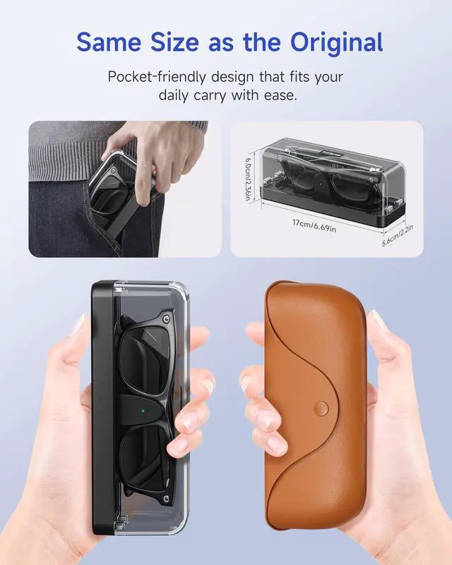 Alt view image 3 of 7 - Magnetic Charging Case for Ray-Ban Meta Gen 1 & 2, 3000mAh Power Bank | Fits Gen 1 & 2 Wayfarer, Headliner, Skyler | Gen 2 Blayzer/Scriber Optics | Oakley Meta HSTN | Up to 10 Recharges for Travel