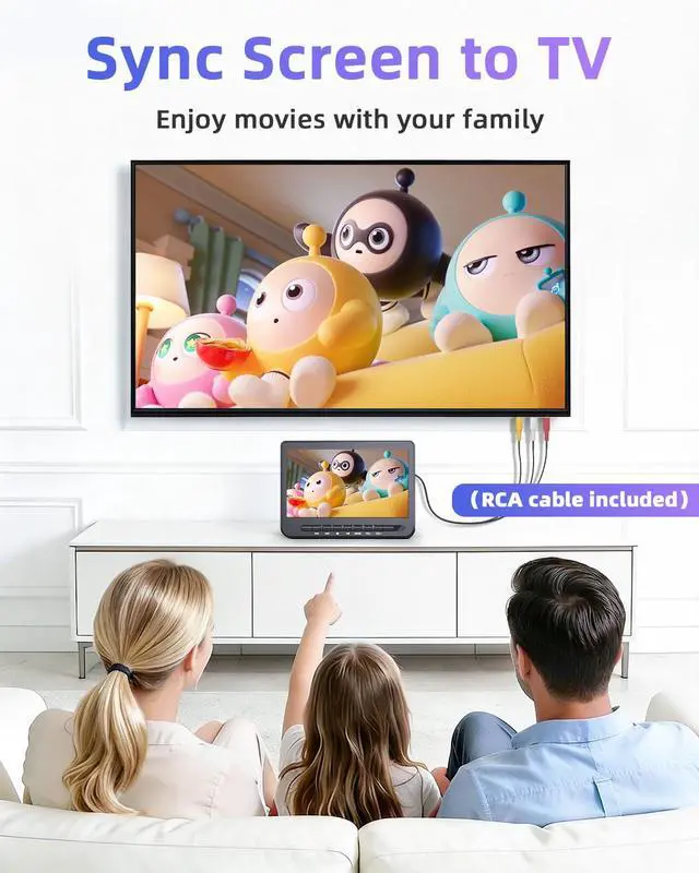 Alt view image 6 of 7 - 10.5" Car DVD Player Dual Screen with 1080P HDMI Input, Dual Portable DVD Player for Car Play A Same or Two Different Movies, 5-Hour Rechargeable Battery, Support USB, Region Free,2 Brackets