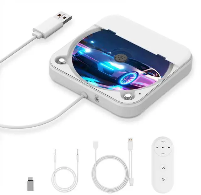 Main image of External CD Player for Car, Portable Car CD Players with AUX Cable & Remote Control, Universal USB CD Player for Vehicle, Laptop, TV, Computer, for Android 4.4 and Above Navigation