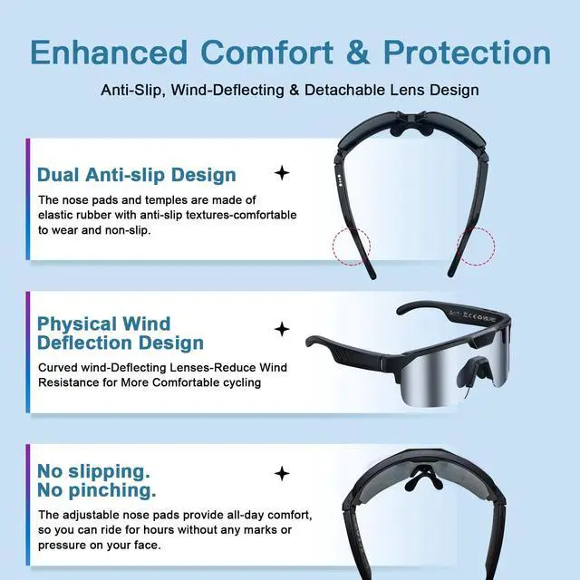 Alt view image 7 of 7 - AI Smart Glasses with Camera, 4K Video Recording Sunglasses with Camera | UV400 Polarized Lenses,Voice Assistant & 6-Axis EIS Stabilization, Unisex Bluetooth Glasses for Cycling/Hiking/Running-Silver
