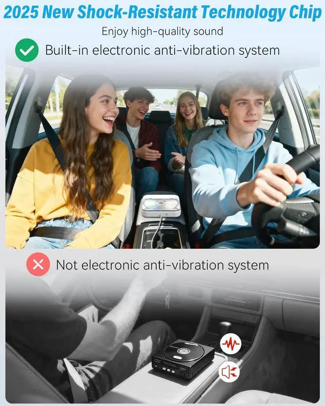 Alt view image 4 of 7 - External CD Player for Car, Portable Car CD Players with AUX Cable & Remote Control, Universal USB CD Player for Vehicle, Laptop, TV, Computer, for Android 4.4 and Above Navigation