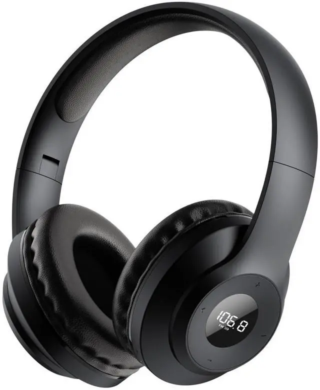 Main image of X5 Rechargeable & Portable FM Radio Headphones Mowing (Black) | Excellent Reception, LED Display, Soft Ear Muffs, Radio Headset FM Receiver for Meeting, Works, Hiking, Jogging