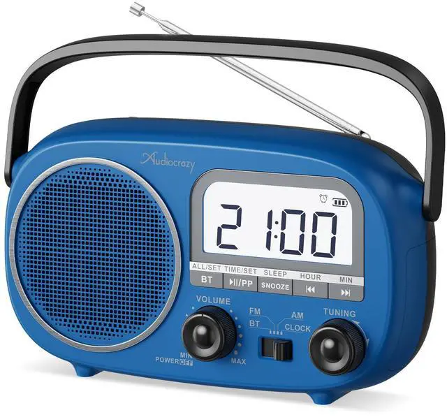 Main image of Portable AM FM Rechargeable Bluetooth Radio with Clock | AC Power/ AA Batteries/ Rechargeable Battery Radio, Alarm Clock, Sleep Timer, Clear Lcd Display For Seniors,Home,Kitchen