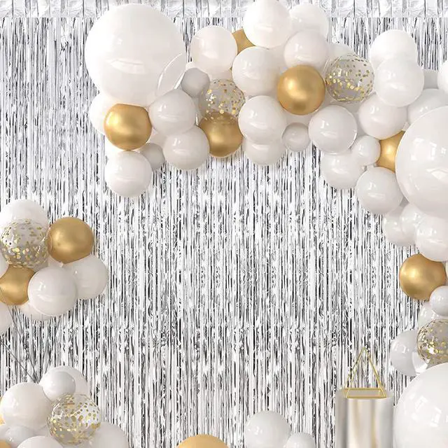 Alt view image 7 of 7 - 30 Pack Silver Foil Fringe Curtain Backdrop, 3.3x8.2 Feet Metallic Tinsel Streamer Curtains Photo Booth Props for Birthday/Wedding/Bachelorette/Baby Shower/Christmas/New Year/Disco Party Decorations
