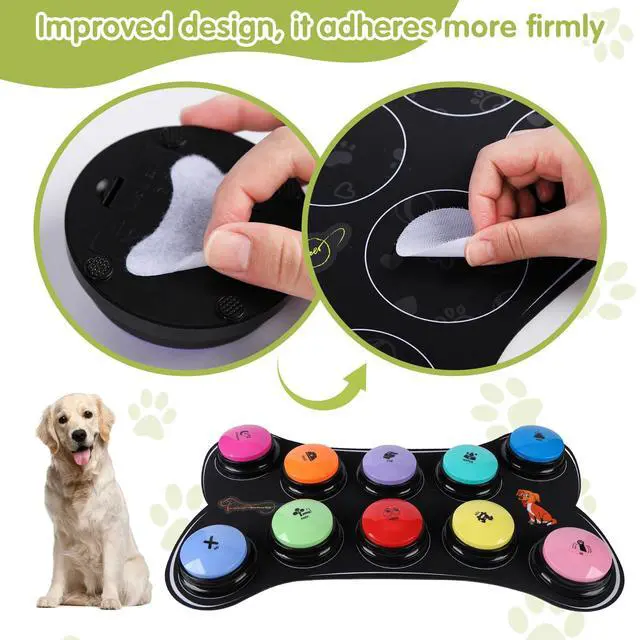 Alt view image 3 of 7 - Dog Buttons for Communication 10 Dog Talking Buttons Starter Set 30S HD Recordable Training Buttons with Waterproof Anti-Slip Mat + 50 Scene Stickers