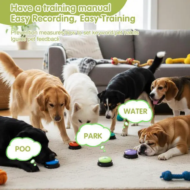 Alt view image 5 of 7 - Dog Buttons for Communication 10 Dog Talking Buttons Starter Set 30S HD Recordable Training Buttons with Waterproof Anti-Slip Mat + 50 Scene Stickers