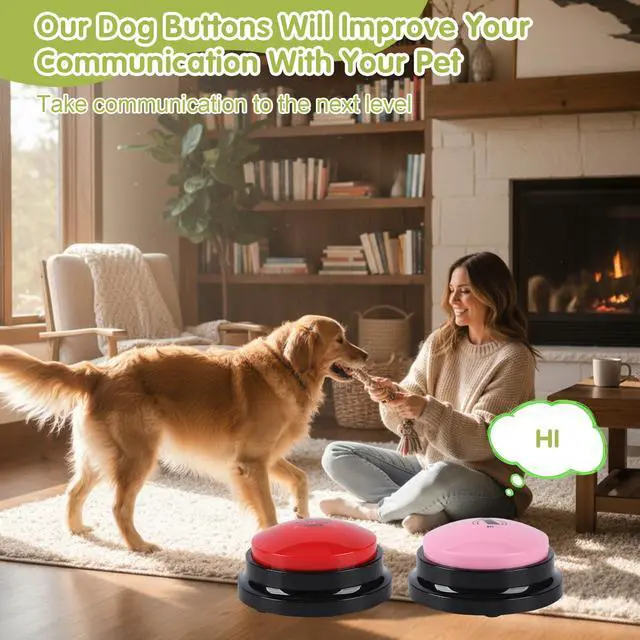 Alt view image 6 of 7 - Dog Buttons for Communication 10 Dog Talking Buttons Starter Set 30S HD Recordable Training Buttons with Waterproof Anti-Slip Mat + 50 Scene Stickers