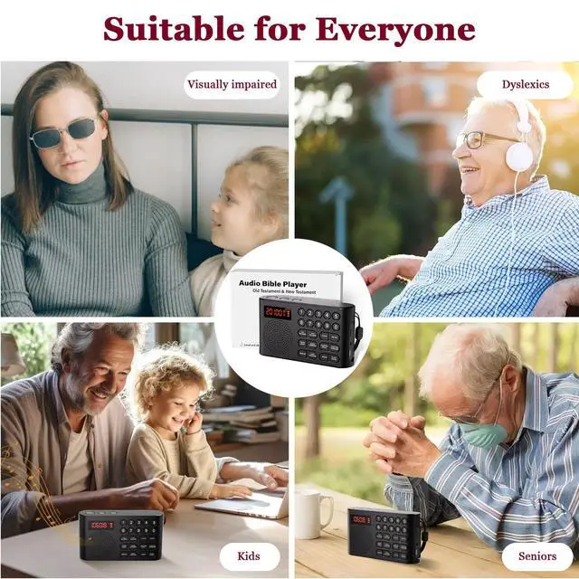 Alt view image 6 of 7 - KJV Audio Bible Player for Seniors & Blind, Portable Talking Bible | King James Version Electronic Bible, Old & New Testament, 26H Playtime, Quick Navigation, Displays Real-time Power for Gift