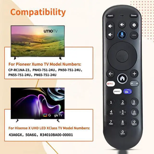 Alt view image 4 of 7 - New Remote Control Replacement for Pioneer xumo TV CP-RC1NA-23 | without Voice Function for Hisense X UHD LED XClass TV CP-RC1NA-23 PN43-751-24U MG3-R34010/297107 PN50-751-24U PN55-751-24U
