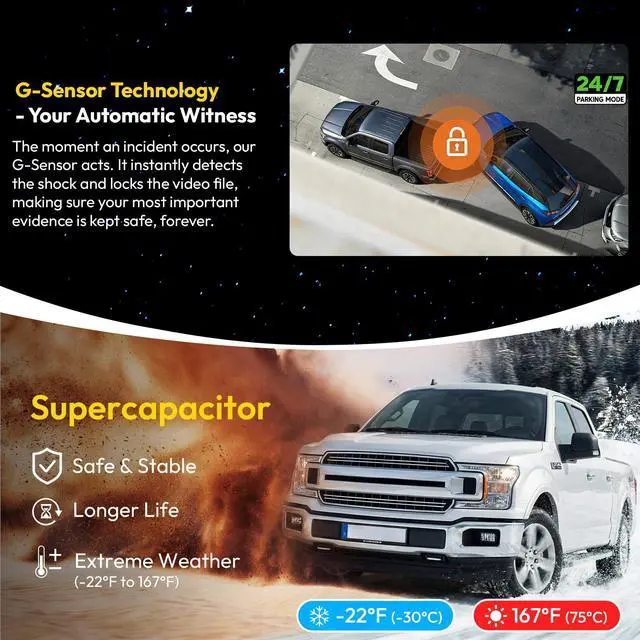 Alt view image 6 of 7 - Front 4K Dash Cam fit for Ford F150 2018-2026 F250/F350/F450 | Super Duty 2020-2026 XLT King Ranch Lariat Raptor Tremor Limited Platinum, integrated Camera,OEM Look,HDR,5.8G WiFi,GPS