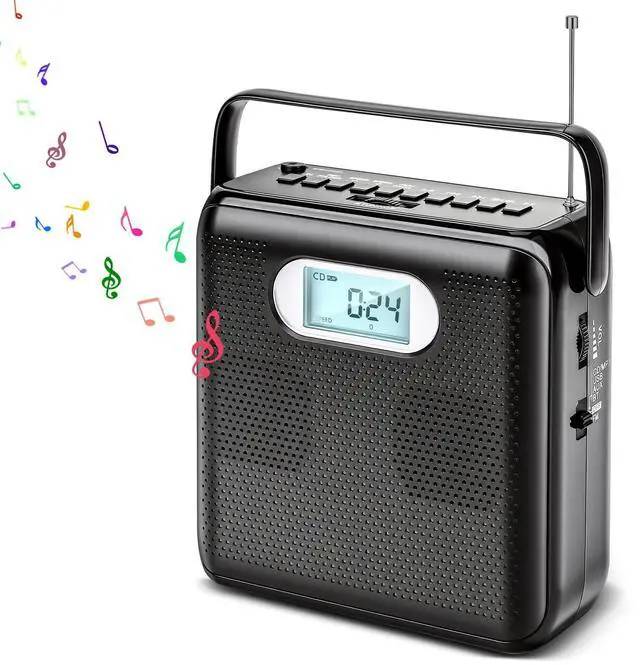 Main image of Portable CD Player with Bluetooth, Built-in Stereo Speakers, A-B Repeat & Speed Control, FM Radio Boombox with USB Transcription, AUX/Headphone Jack & LCD Display for Home