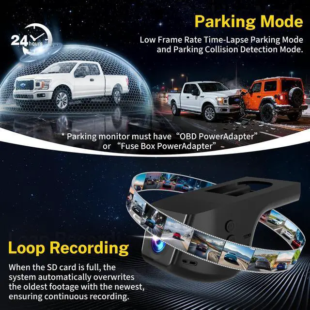 Alt view image 7 of 7 - Front 4K Dash Cam fit for Ford F150 2018-2026 F250/F350/F450 | Super Duty 2020-2026 XLT King Ranch Lariat Raptor Tremor Limited Platinum, integrated Camera,OEM Look,HDR,5.8G WiFi,GPS