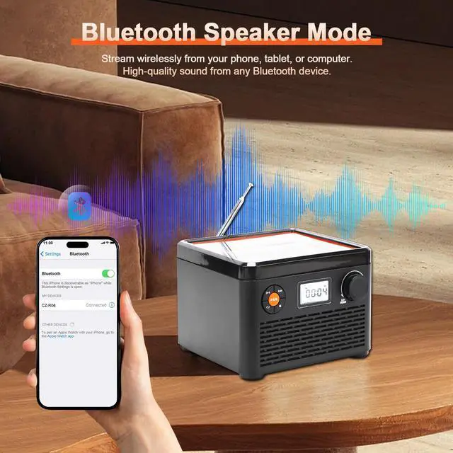 Alt view image 2 of 2 - Boombox CD Player with Bluetooth, 6-in-1 Portable CD Player with Speakers & FM Radio, Small CD Player for Home with USB/TF, Compact Desktop Design w/Screen & Audio, Great Gift for Seniors & Kids
