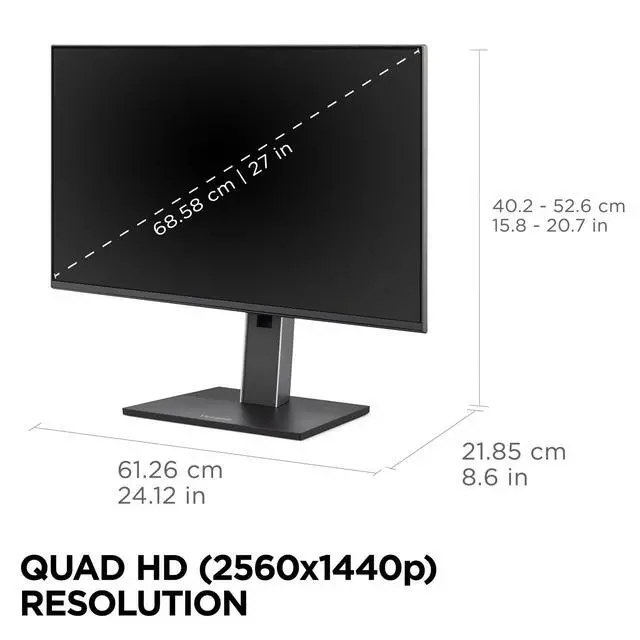 Alt view image 4 of 6 - VG2752-2K 27 Inch 1440p Monitor, IPS Display with 100Hz for Smooth Home and Office Productivity, Full Ergonomic Adjustability, 5-Port USB Hub, 65W USB-C, HDMI, and DisplayPort Inputs