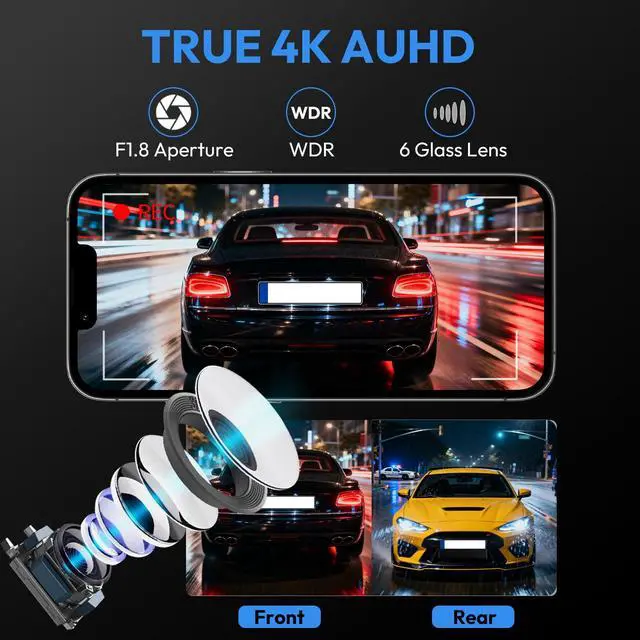 Alt view image 7 of 7 - 4K Dash Cam for Toyota RAV4 2022-2025 (Model B w/Vent Hole) | UHD 2160P Video,Built-in WiFi & APP,Loop Recording,G-Sensor, f/1.6 Aperture,No Wiring,Hidden OEM Style,64GB Card