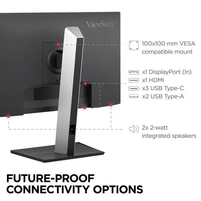 Alt view image 5 of 6 - VG2752-2K 27 Inch 1440p Monitor, IPS Display with 100Hz for Smooth Home and Office Productivity, Full Ergonomic Adjustability, 5-Port USB Hub, 65W USB-C, HDMI, and DisplayPort Inputs