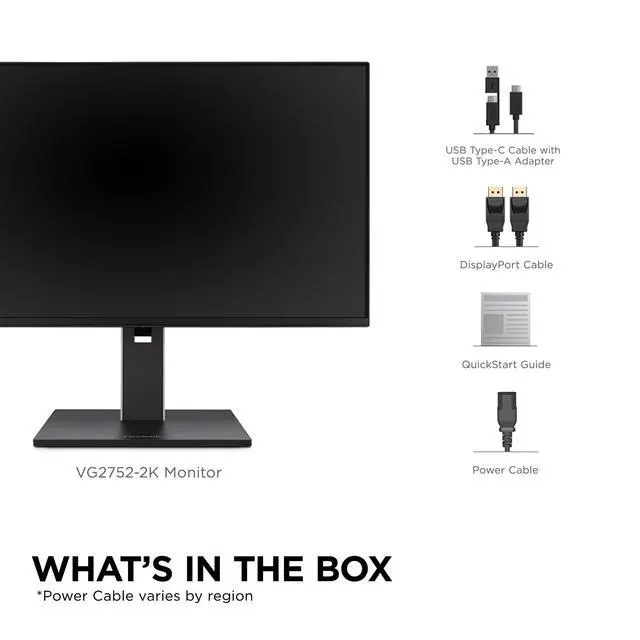 Alt view image 6 of 6 - VG2752-2K 27 Inch 1440p Monitor, IPS Display with 100Hz for Smooth Home and Office Productivity, Full Ergonomic Adjustability, 5-Port USB Hub, 65W USB-C, HDMI, and DisplayPort Inputs