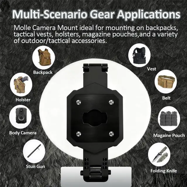 Alt view image 7 of 7 - Camera Mount - Compatible with Axon Body Cameras 2/3/4, Lightweight Aluminum Alloy Construction, Suitable for Uniforms (Single)