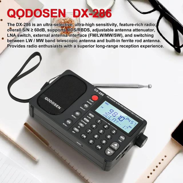 Alt view image 2 of 7 - DX-286 Portable Radio, with TEF6686 Automotive Chip,LW,AM, FM, Shortwave,Data System(RBDS/RDS),Antenna Attenuator,Antenna Switch, AMP Switch,1000 Presets,Tone Switch,Clock/UTC/Alarm/Sleep