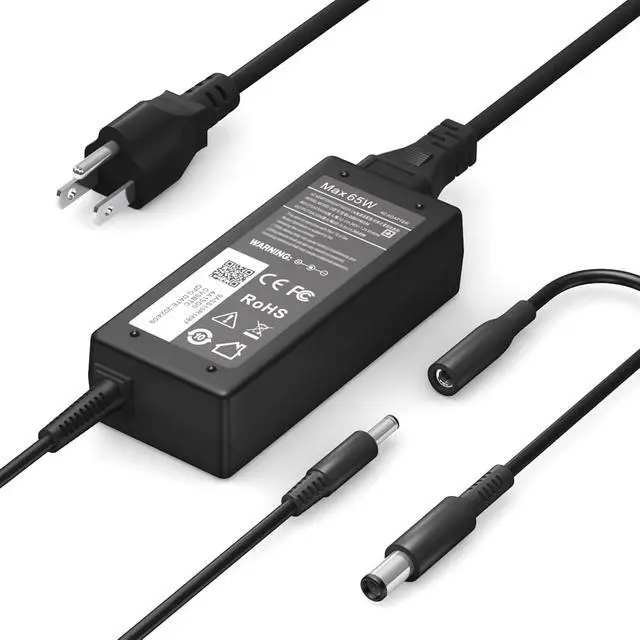 Main image of 65W Laptop Charger for dell Inspiron,AC Adapter Compatible with Dell Inspiron 11 13 15 17 Charger 11-3000 13-7000 15-7000 15-5000 17-7000 17-5000 17-3000 3452 5570 with 2 Tips (4.5mm + 7.4mm)