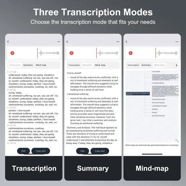 Alt view image 3 of 7 - AI Voice Recorder with Transcribe,Mind Mapping,AI Summary,Ask AI | Voice Recorder with App Support 113 Languages,Ultra-Slim Audio Recorder for Lectures,Phone Calls,Meetings,Interviews Etc