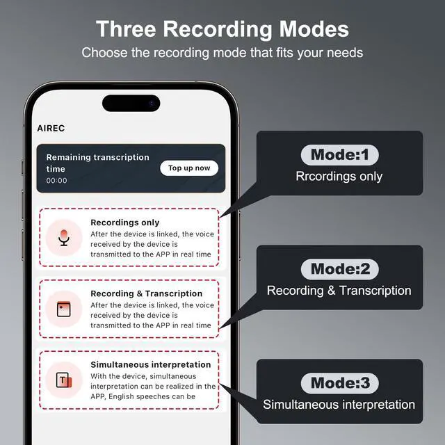 Alt view image 4 of 7 - AI Voice Recorder with Transcribe,Mind Mapping,AI Summary,Ask AI | Voice Recorder with App Support 113 Languages,Ultra-Slim Audio Recorder for Lectures,Phone Calls,Meetings,Interviews Etc