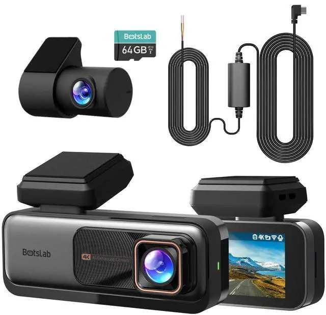 Main image of 4k Dash Cam Front and Rear, 24/7 Parking Monitor with Hardwired Kit, 170° Ultra Wide Dashcam, ADAS, IMX415 Sensor, Night Vision, WDR, Loop Recording, 5G/2.4G WiFi & GPS, Free 64GB Card