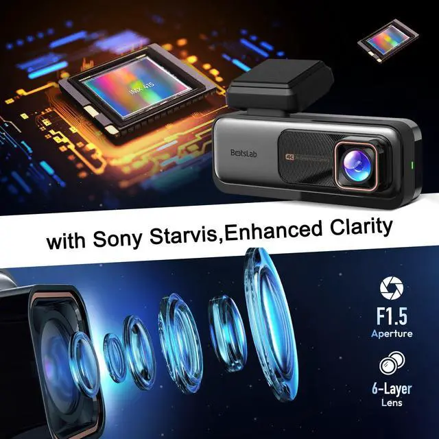 Alt view image 3 of 7 - 4k Dash Cam Front and Rear, 24/7 Parking Monitor with Hardwired Kit, 170° Ultra Wide Dashcam, ADAS, IMX415 Sensor, Night Vision, WDR, Loop Recording, 5G/2.4G WiFi & GPS, Free 64GB Card