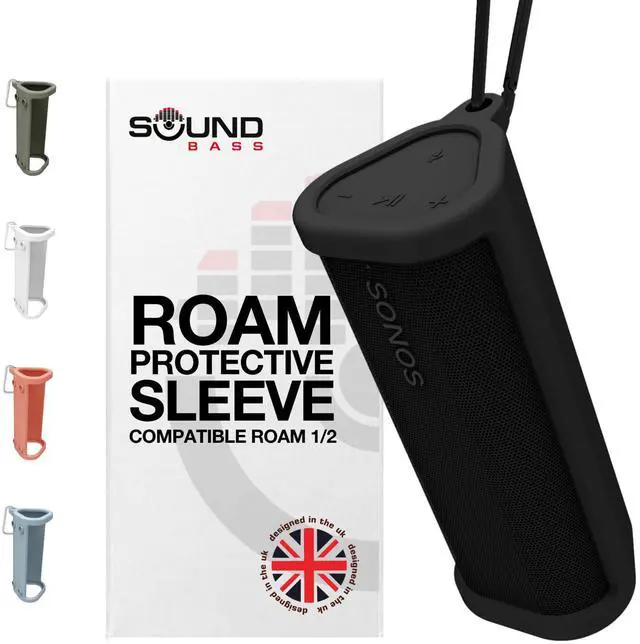 Main image of Heavy Duty Protective Carrying Case for Sonos Roam 2 | Black | Compatible with Sonos Roam, Roam 2 & Roam SL | Includes Bluetooth Button | Protect Your Wireless Speaker | Cover / Sleeve