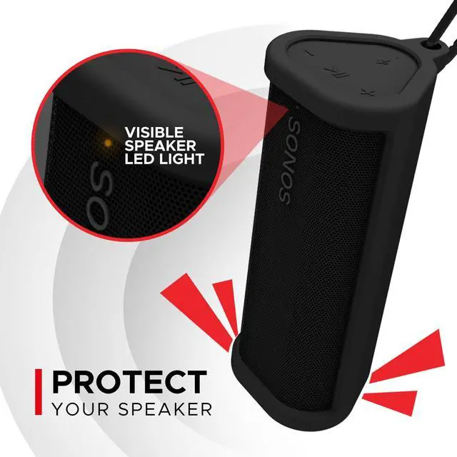 Alt view image 2 of 7 - Heavy Duty Protective Carrying Case for Sonos Roam 2 | Black | Compatible with Sonos Roam, Roam 2 & Roam SL | Includes Bluetooth Button | Protect Your Wireless Speaker | Cover / Sleeve