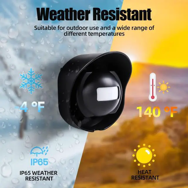 Alt view image 3 of 7 - 328ft Range Wireless Driveway Alarm Outside Weather Resistant Motion Sensor Alarm Security Alert-Protect Outdoor/Indoor Property-2 Receiver and 3 PIR Motion Detector-38 Chimes