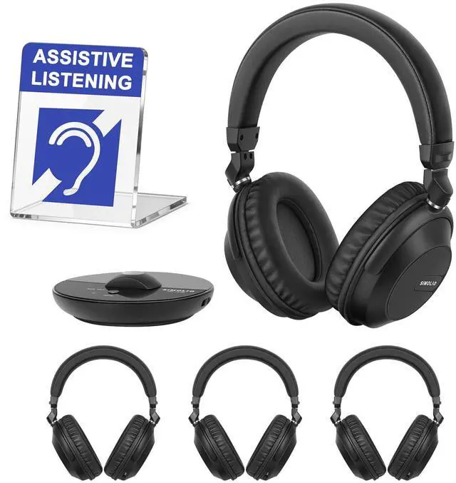 Main image of Bluetooth Wireless Headphones for TV Group Listening Clear Sound | 1 Transmitter 4 Rechargeable Headsets, Separate Volume Control & 3 EQ for Each Use Set, for Parties, Silent Discos, Church