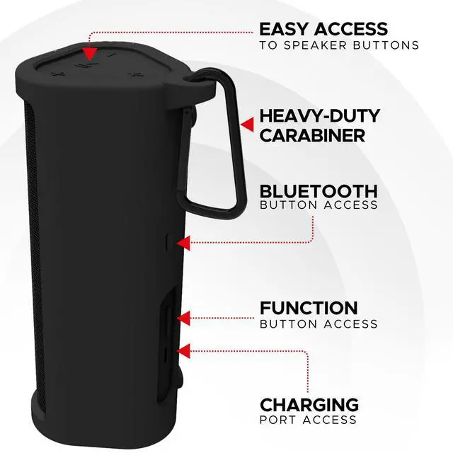 Alt view image 7 of 7 - Heavy Duty Protective Carrying Case for Sonos Roam 2 | Black | Compatible with Sonos Roam, Roam 2 & Roam SL | Includes Bluetooth Button | Protect Your Wireless Speaker | Cover / Sleeve