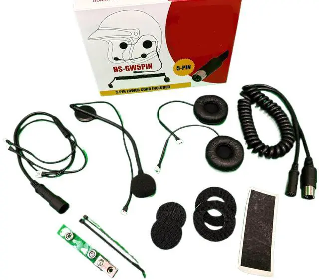 Main image of Motorcycle Helmet Headset Compatible with 5-Pin Honda Goldwing, Yamaha Star Venture, and Kawasaki Voyager 1700 Audio Systems | Includes 5-Pin Honda Lower Cord