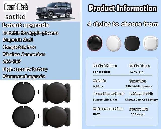 Alt view image 6 of 6 - 2 Pack GPS Tracker for Vehicles,Tracking Devices for Cars Hidden w/Magnetic | Tracker Device for Vehicles,Car GPS Tracker,Car Tracker (Only iOS) | No Monthly Fee | Waterproof | with Apple Find My